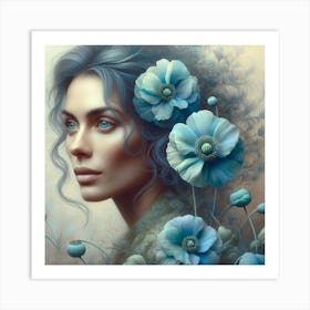 Flowers in her hair Art Print