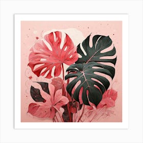 Pink And Red Plant Illustration Monstered Thai Cons tell 5 Art Print