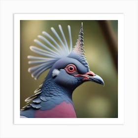 National Geographic Realistic Illustration Victoria Crowned Pigeon Goura Victoria Close Up 0 1 Art Print