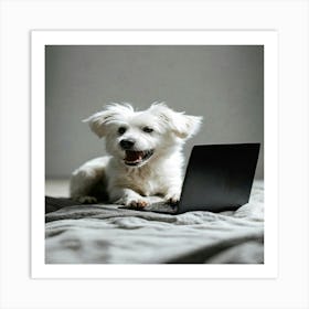 Dog On A Laptop2 Art Print