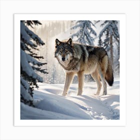 Wolf In The Snow 1 Art Print