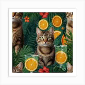 Tropical Cats Art Print