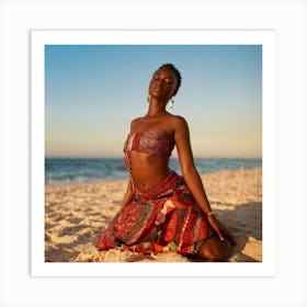 Black Woman On The Beach Art Print