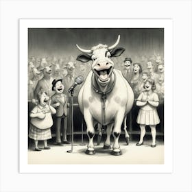 Cow On Stage Art Print