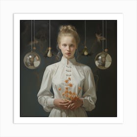 'The Girl With Flowers' Art Print