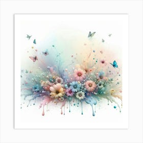 Dripping Flowers Art Print