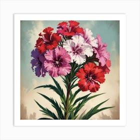 Sweet William Floral Botanical Vintage Poster Flower Art Print 2 Art Print