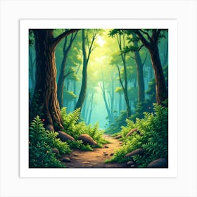 Peaceful forest path Art Print