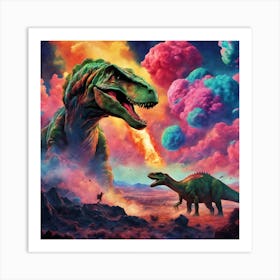 Dinosaurs In The Sky Art Print