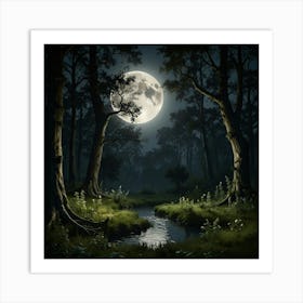 Full Moon In The Forest 16 Art Print