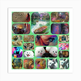 Collage Of Cats Art Print