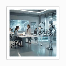 Robots In The Office 2 Art Print