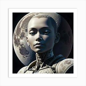 Woman On The Moon Art Print