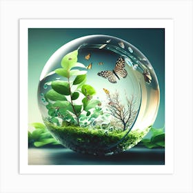 Butterflies In A Glass Ball Art Print