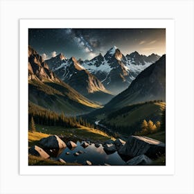 Mountain Peak at Night Art Print