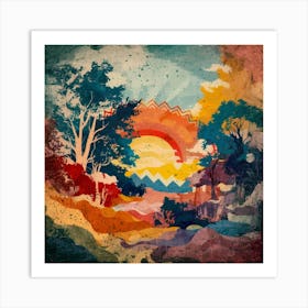 A stunning oil painting of a vibrant and abstract watercolor 13 Art Print