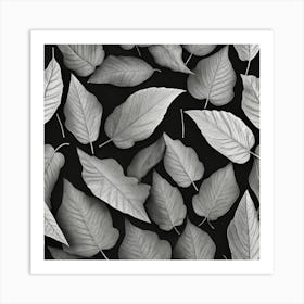 Leaves On A Black Background Art Print