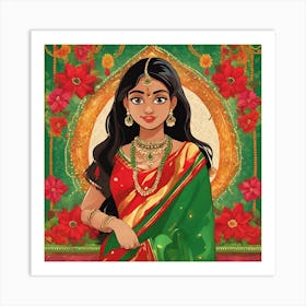 Indian Girl In Sari 5 Art Print