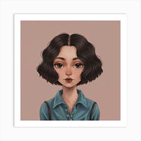 Girl With Black Hair  Print Art Print