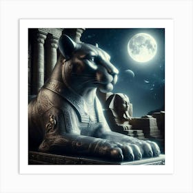 Egyptian Lion Statue Art Print