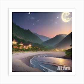 Night At The Beach Art Print