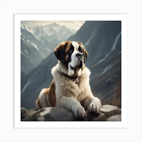 St Bernard Dog 80 Art Print