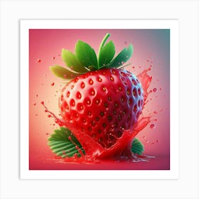 Strawberry Fruit Food Dessert Berry Milk Healthy Fresh Sweet Art Print