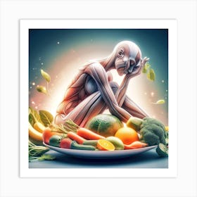 Woman Eating Vegetables Art Print