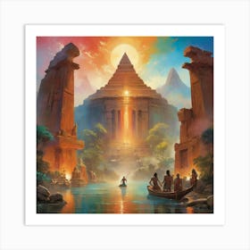 Egyptian Temple Art print paintings 2 Art Print