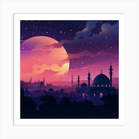 Islamic City At Night Art Print