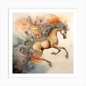 Surreal Horse In The City Art Print