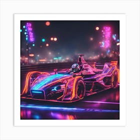 Neon Racing Car Art Print