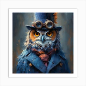 Lena1987 Steampunk Watercolor Owl Character Wearing A Top Hat 84f226e8 E8e6 4525 A136 Ce3b50f00e11 0 Art Print
