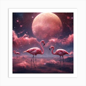 Pink Flamingos Art Print