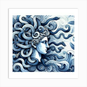 Medusa side view profile Greek Wall Art Art Print