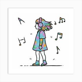 Girl Listening To Music 2 Poster