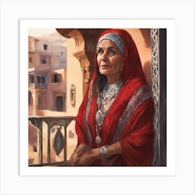 Woman In Red Caftan Art Print