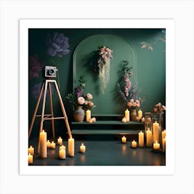 Wedding Scene With Candles And Flowers Art Print