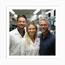 Portrait Of A Couple In A Laboratory Art Print