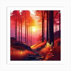 Sunset In The Forest 38 Art Print