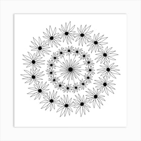 Daisy Flower Flowers Mandala Hand Drawing Art Print