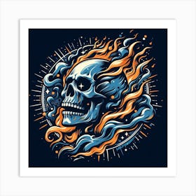 Skull In Flames Art Print