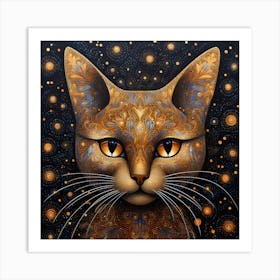 Cat With Stars 1 Art Print