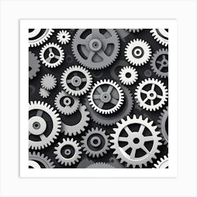 Gears Background Vector Art Print