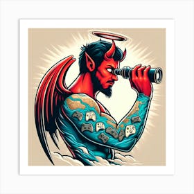 Devil With Binoculars Art Print