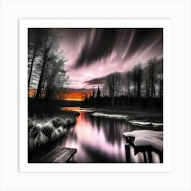 Sunset In The Woods Art Print