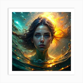 Girl In The Water Art Print