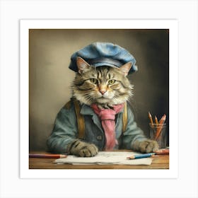 Cat In A Hat 17 Art Print