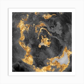 100 Nebulas in Space with Stars Abstract in Black and Gold n.053 Art Print