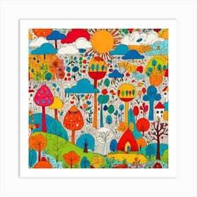 Colorful Doodles Art Print